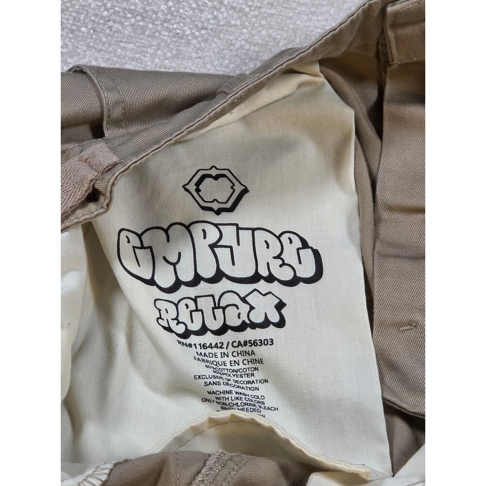 Empyre Cargo Pants Mens 32 Khaki Tan Loose Fit Drawstring Hem Skater Gorpcore - Picture 7 of 7